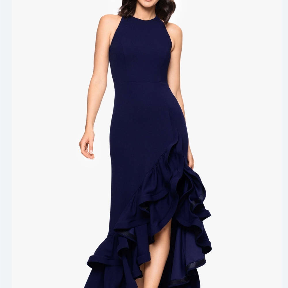 Betsy & Adam Navy High Low Dress